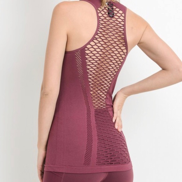 Mono B Tops - Mono B Fishnet Tank Top M/L